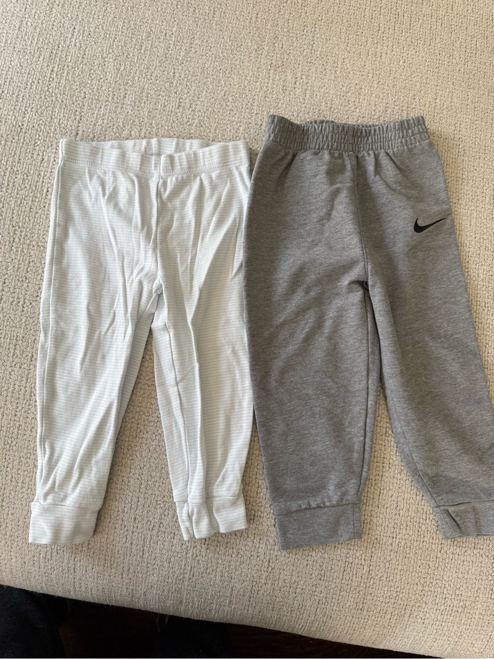 Carter's baby blue stripped Dino Leggings and NikeGray sweats